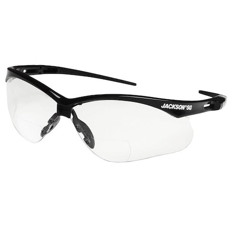 Jackson Safety Safety Glasses, Anti-Scratch, Clear Lens, Black Frame, Half-Frame 50042